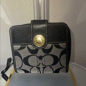 Coach Black and Gray Signature Jacquard Wallet